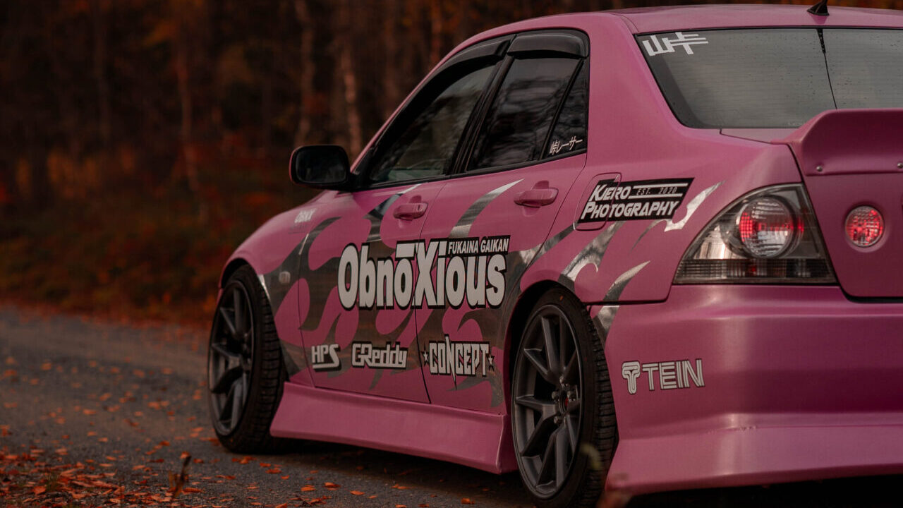 Pink drifting-inspired Lexus IS / Toyota Altezza.