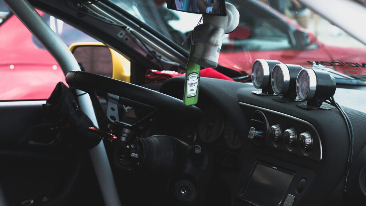 Race car interior.